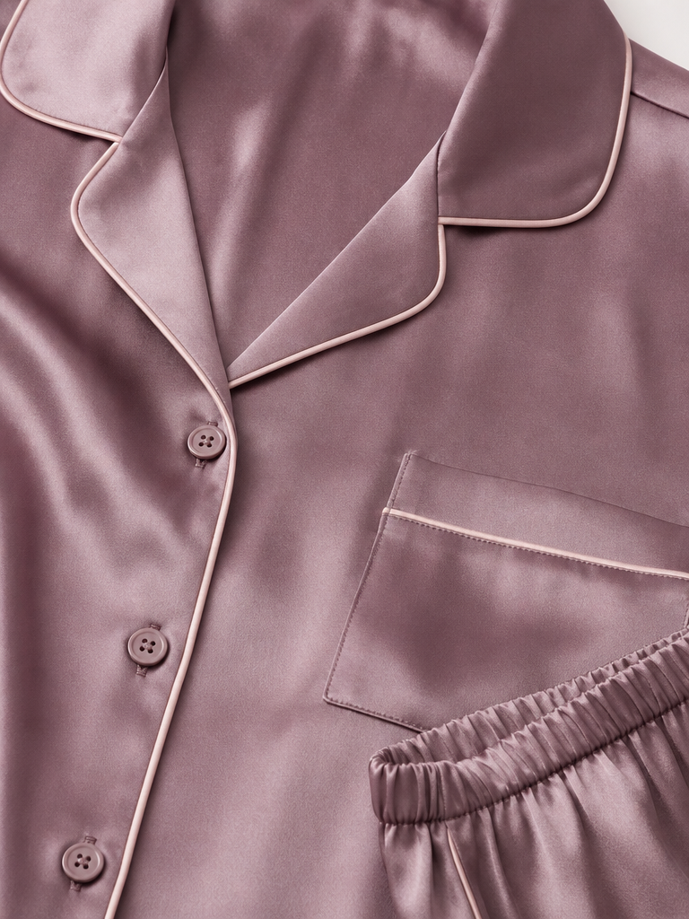 Satin Button-Up Pajama Set detail