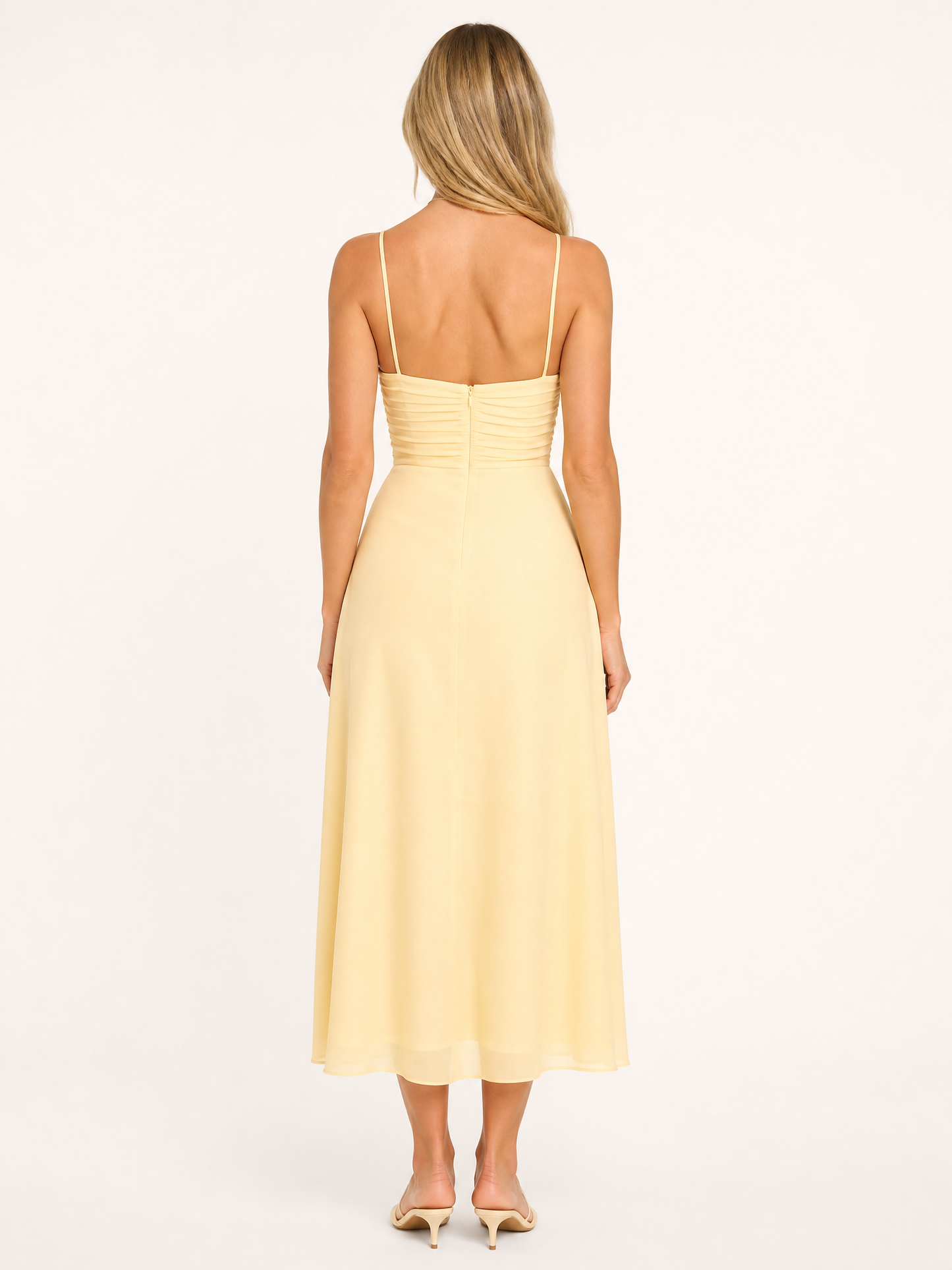 Satin Slip Midi Dress back view