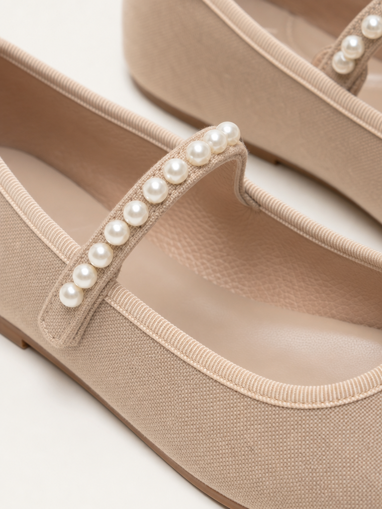 Pearl-Strap Ballet Flats detail