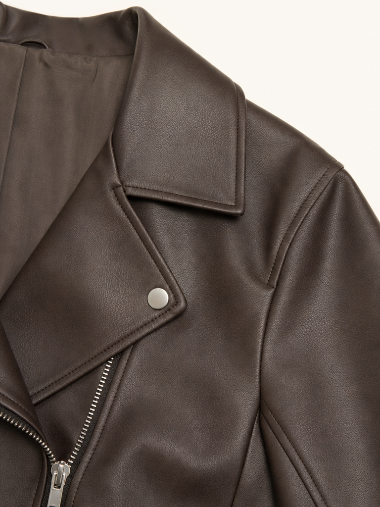 Faux-Leather Moto Jacket detail