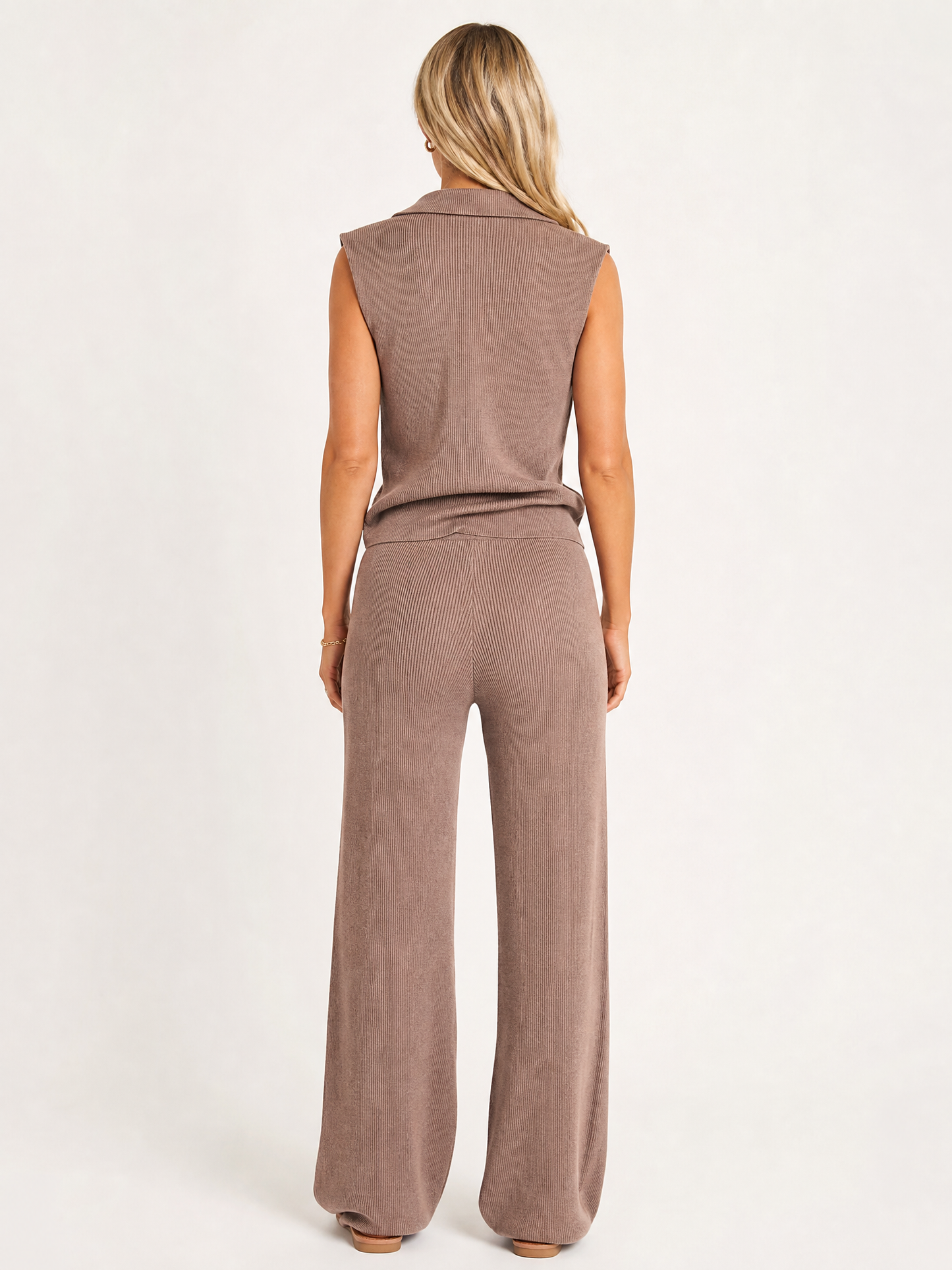 Waffle-Knit Pajama Set back view