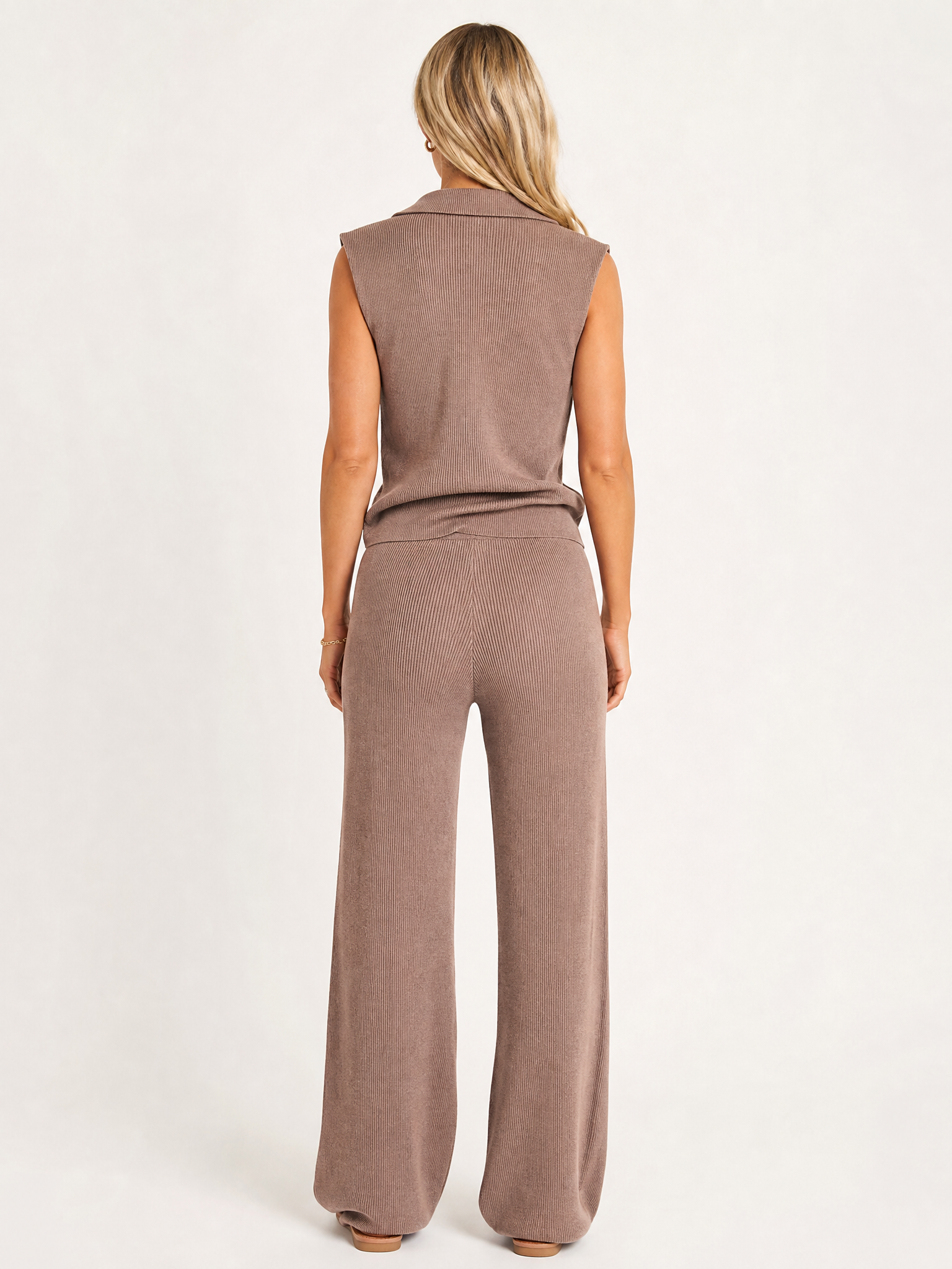 Waffle-Knit Pajama Set back view