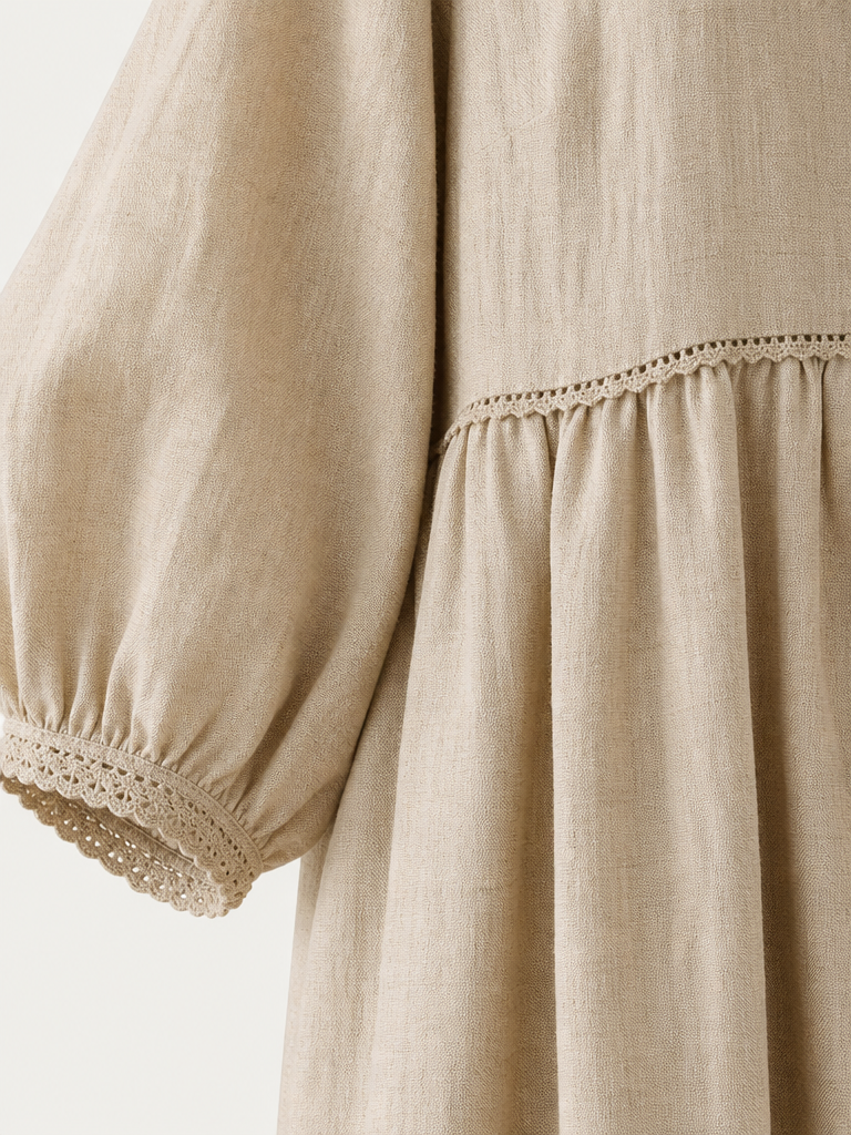 Linen Smock Midi Dress detail