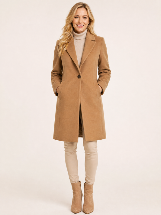 Wool-Blend Long Coat on the LUNETTE model