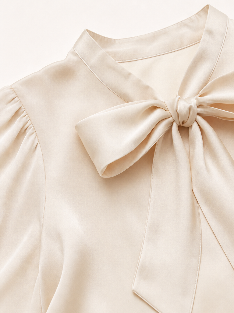 Bow-Front Silk Blouse detail