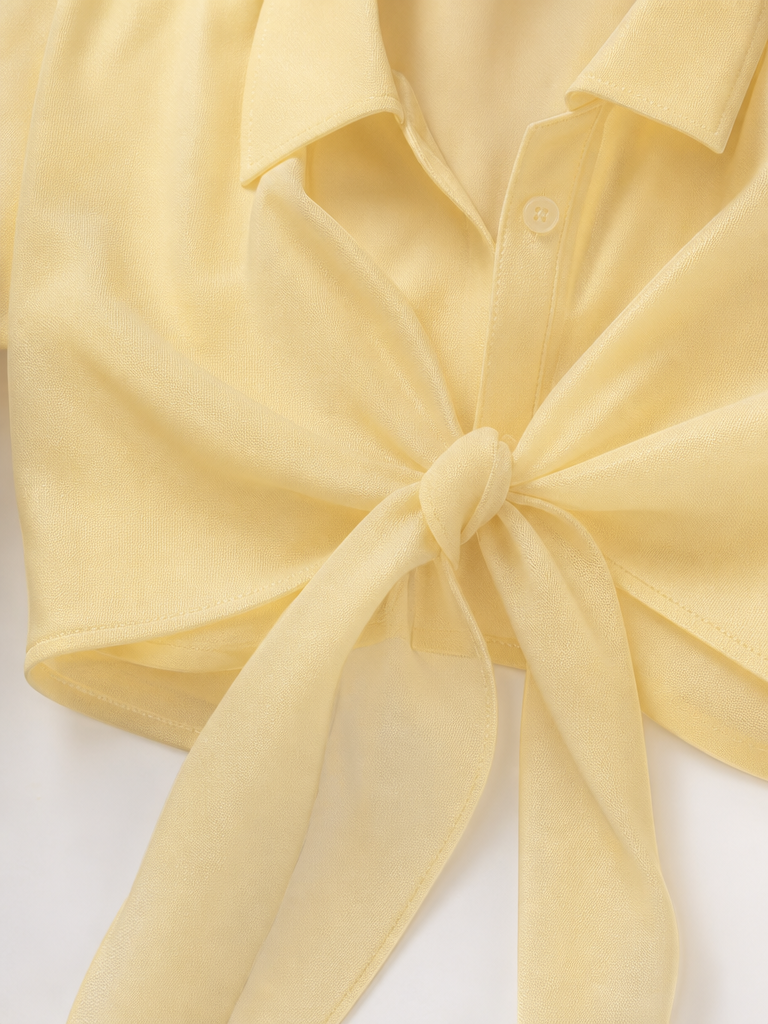 Tie-Front Cropped Polo detail