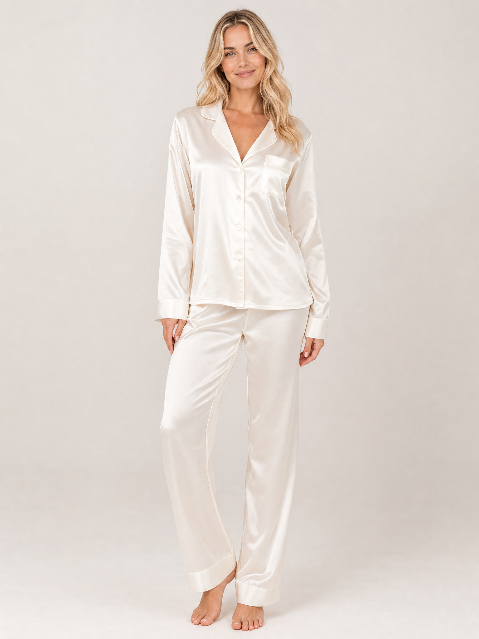 Satin Button-Up Pajama Set