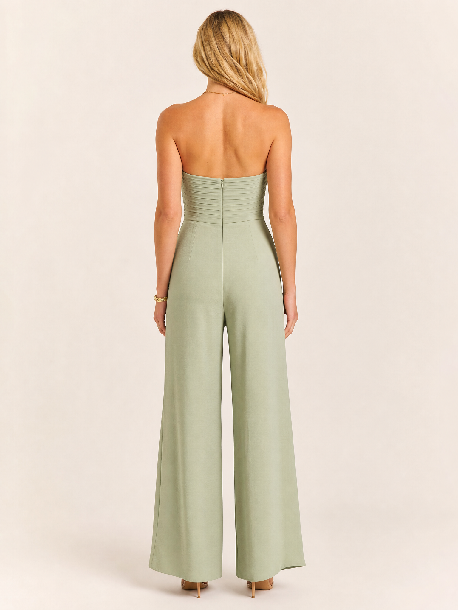 Ruched Bodycon Midi Skirt back view