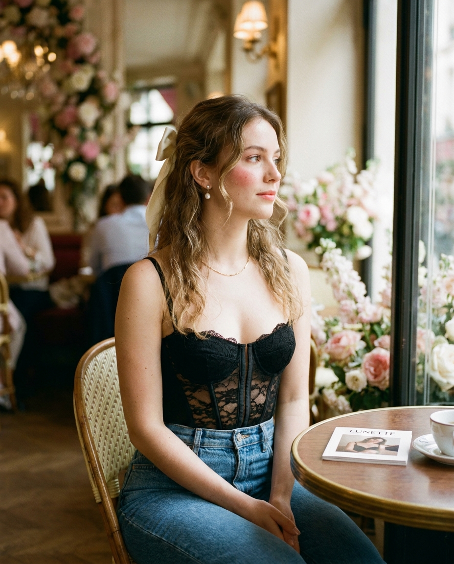 Lace Corset Bustier Top on LUNETTE brand model