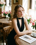 Halter Backless Midi Dress on LUNETTE brand model