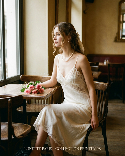 Lace-Trim Slip Dress on LUNETTE brand model