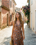Wrap Maxi Vacation Dress on LUNETTE brand model