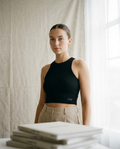 Cropped Ribbed Tank on LUNETTE brand model