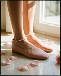 Pearl-strap ballet flats, blush pink, coquette aesthetic, LUNETTE
