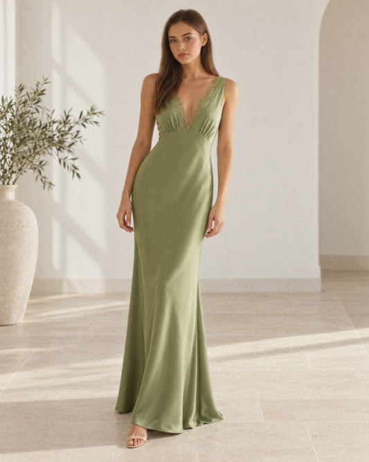 Deep V-Neck Open-Back Maxi Dress, on-model video turning to show the back